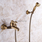 Antique Brass bath shower mixer tap wall mounted design additional view