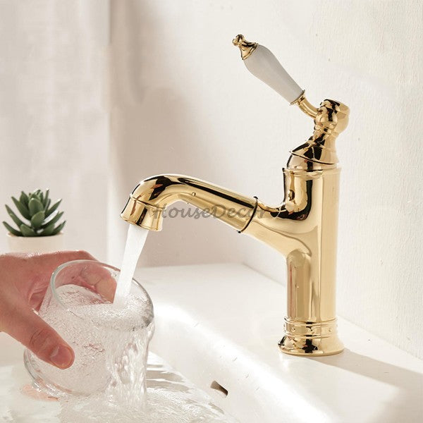 Antique Brass bath shower mixer tap pull out spray additional view