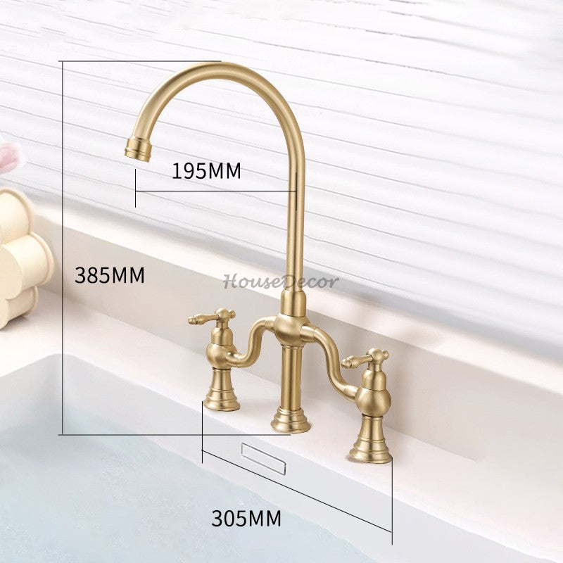 Modern kitchen sink mixer tap dual handle control additional view