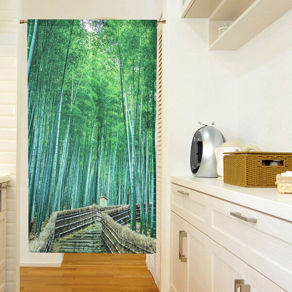 Green Fabric doorway curtain room divider design main view