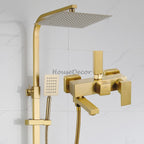 Brushed Gold bath shower mixer tap swivel spout detail view