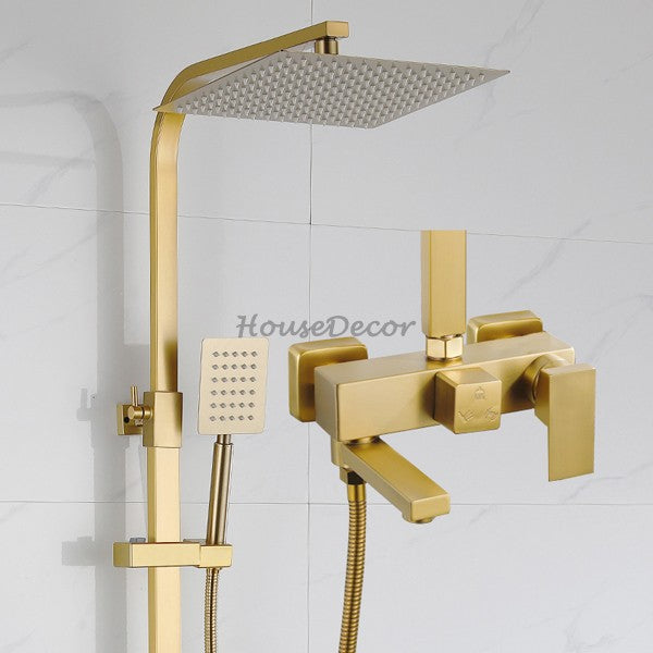 Brushed Gold bath shower mixer tap swivel spout detail view