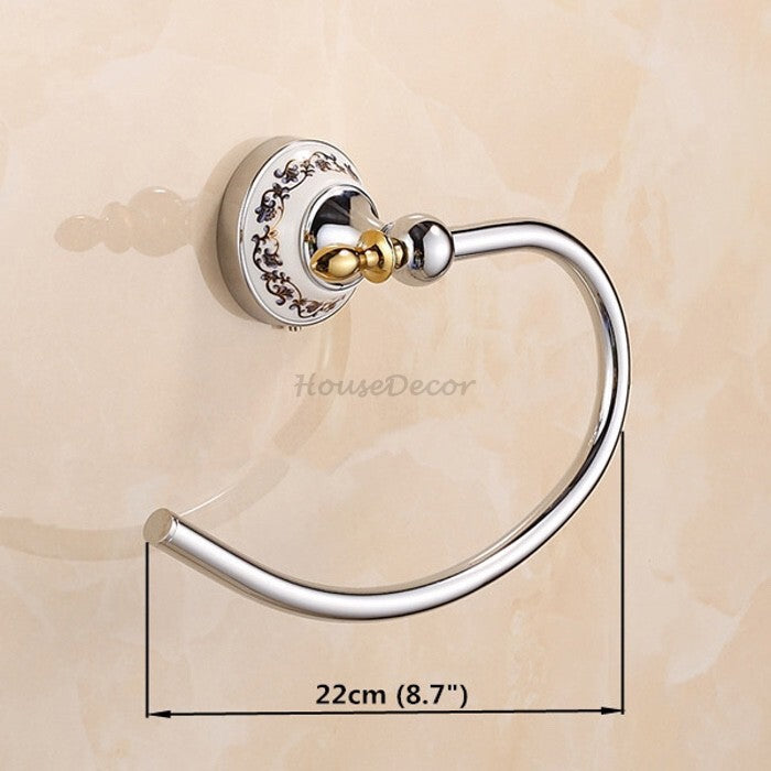 Chrome Ceramic towel ring wall mounted design detail view