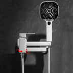 White bath shower mixer tap swivel spout additional view