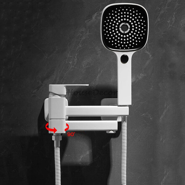 White bath shower mixer tap swivel spout additional view