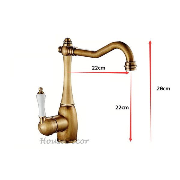 Antique Brass kitchen sink mixer tap swivel spout additional view