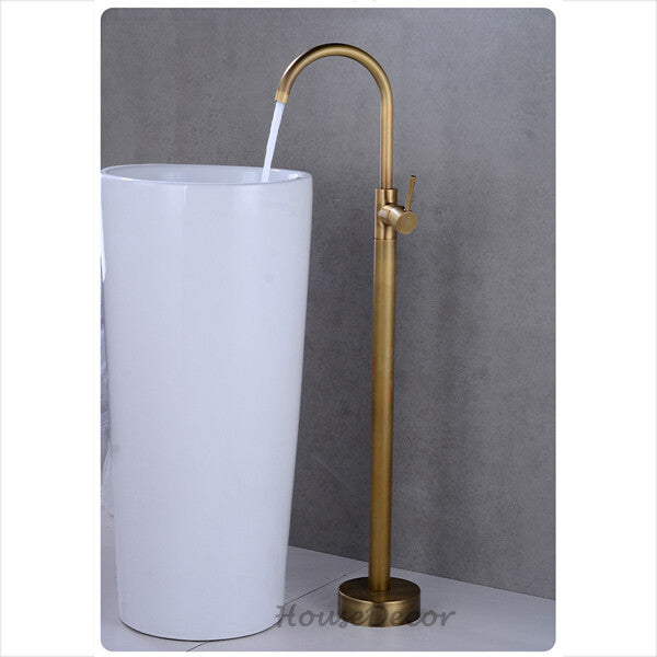 Modern bath shower mixer tap floor mounted design detail view
