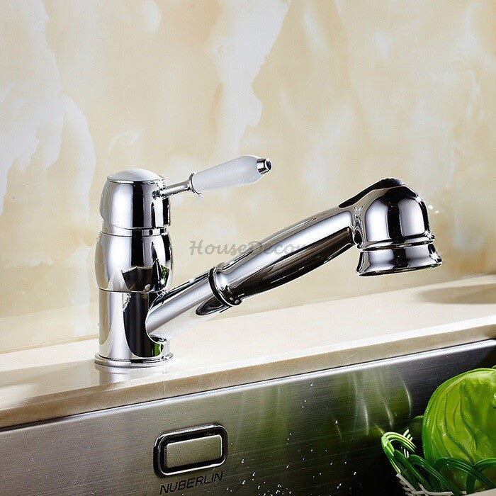 Modern Ceramic kitchen sink mixer tap pull out spray main view