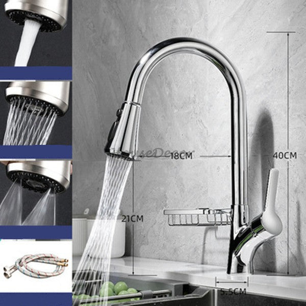 Modern kitchen sink mixer tap pull out spray detail view
