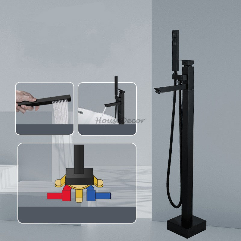 Modern bath shower mixer tap handheld shower set detail view