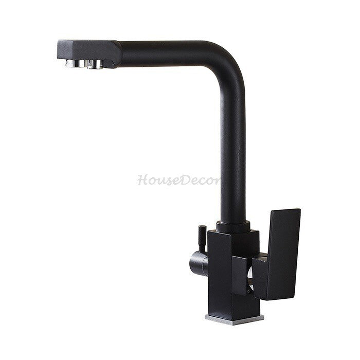 Black kitchen sink mixer tap swivel spout main view