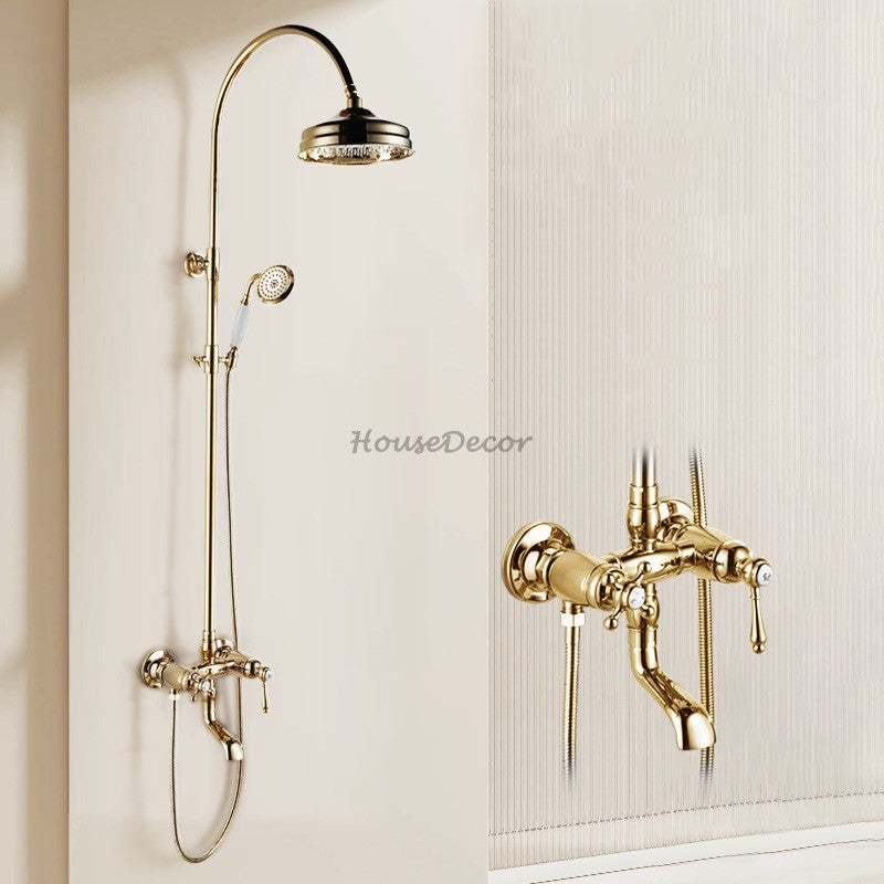 Brass bath shower mixer tap handheld shower set detail view