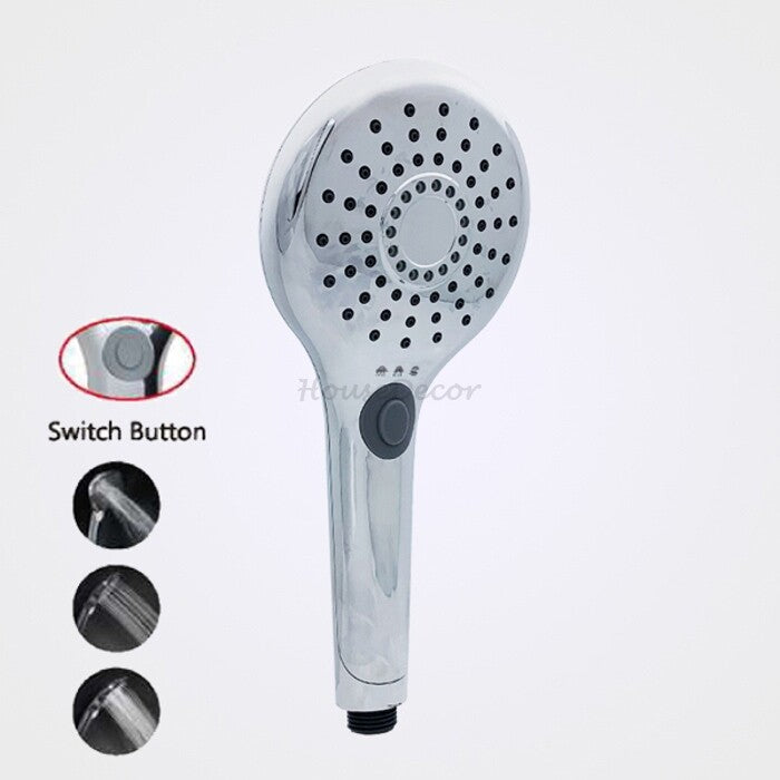 Chrome shower head handheld shower set detail view
