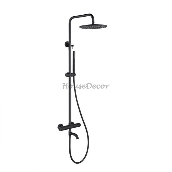 Black bath shower mixer tap thermostatic control main view