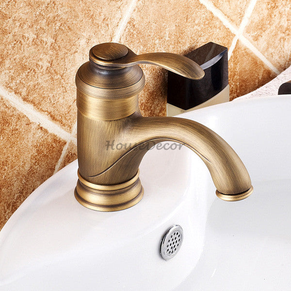 Antique Brass bath shower mixer tap single lever control detail view