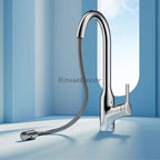 Chrome bath shower mixer tap pull out spray detail view
