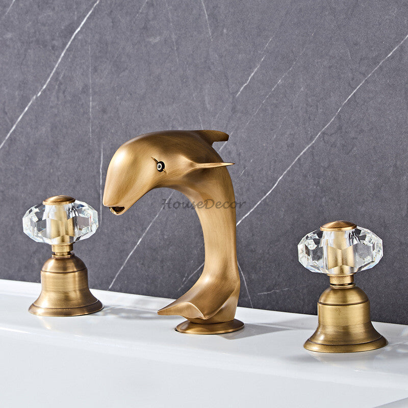Modern bath shower mixer tap dual handle control detail view