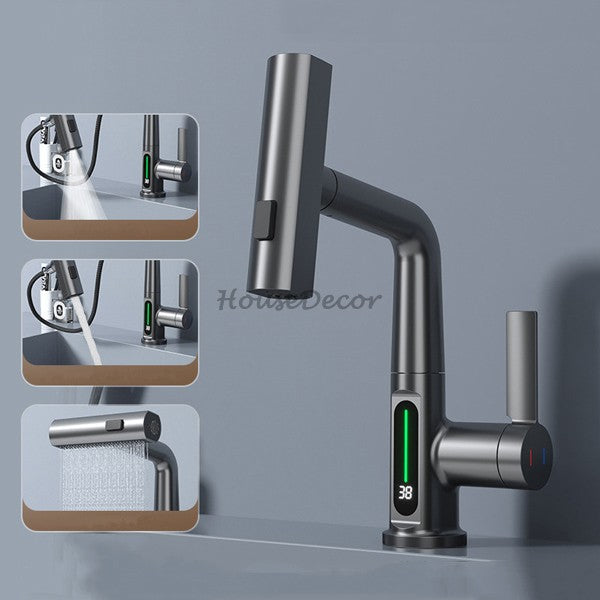 Modern bathroom basin mixer tap waterfall spout additional view