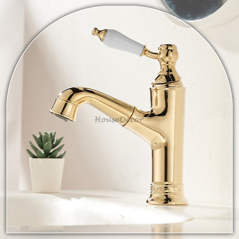 Antique Brass bath shower mixer tap pull out spray additional view