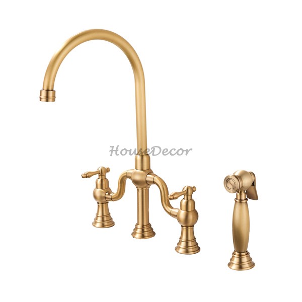 Modern kitchen sink mixer tap dual handle control main view