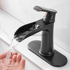 Modern bathroom basin mixer tap waterfall spout additional view