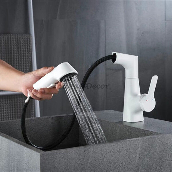 White bath shower mixer tap pull out spray additional view