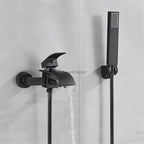 Modern bath shower mixer tap waterfall spout detail view
