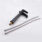 Black bathroom basin mixer tap waterfall spout additional view