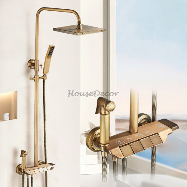 Brass shower head handheld shower set detail view