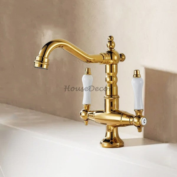 Gold bath shower mixer tap swivel spout additional view