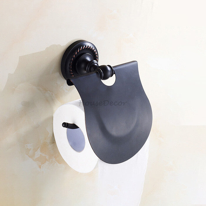 Black Brass toilet paper holder wall mounted design main view