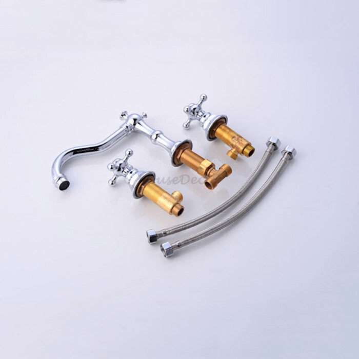 Modern bath shower mixer tap dual handle control additional view