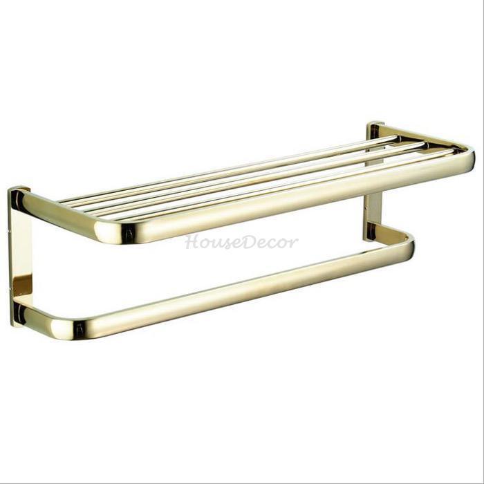 Gold towel rack wall mounted design main view