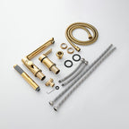 Gold Bathroom Tub Mixer Tap Hand Shower Luxury 3 Hole Deck Mounted Bath Faucet