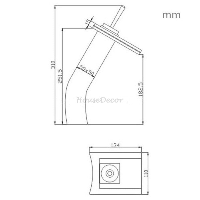 Chrome bath shower mixer tap waterfall spout detail view