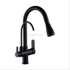 Black kitchen sink mixer tap pull out spray main view