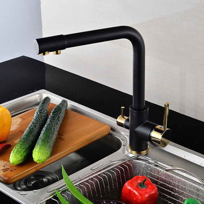 Modern kitchen sink mixer tap swivel spout detail view