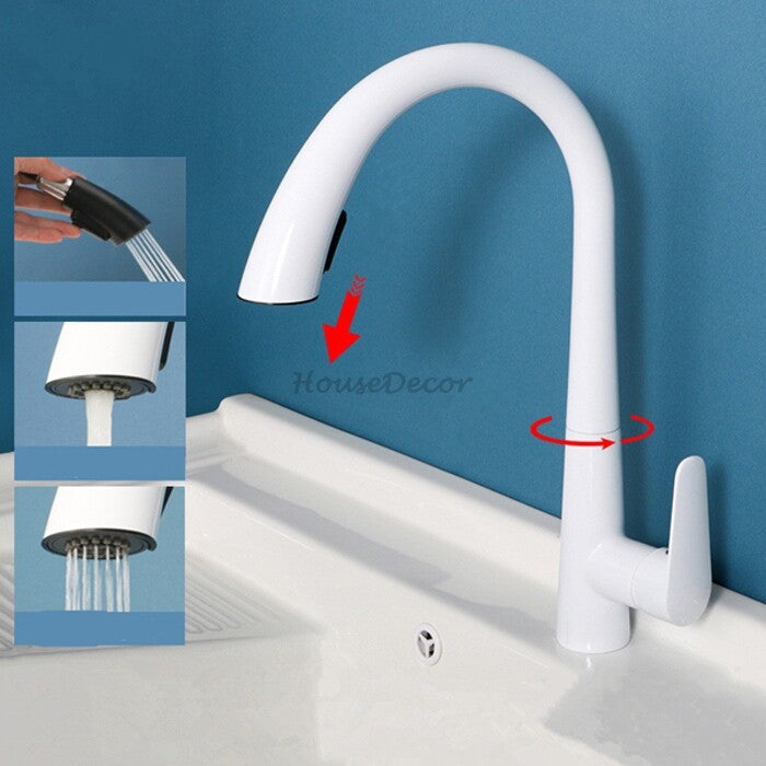 Modern kitchen sink mixer tap pull out spray additional view