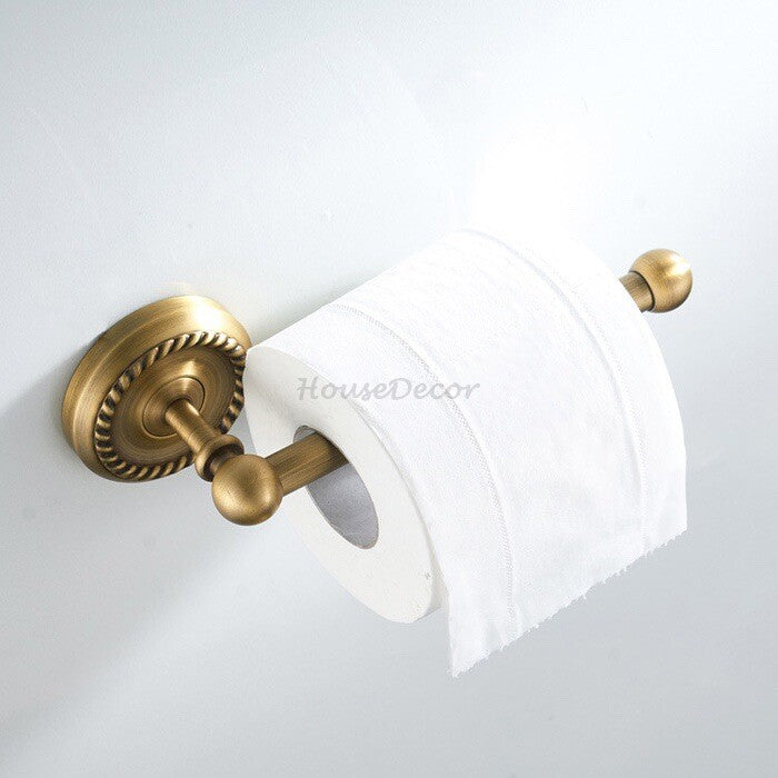 Antique Brass toilet paper holder detailed product view detail view