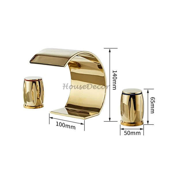 Gold bath shower mixer tap waterfall spout additional view