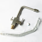 Modern kitchen sink mixer tap swivel spout detail view