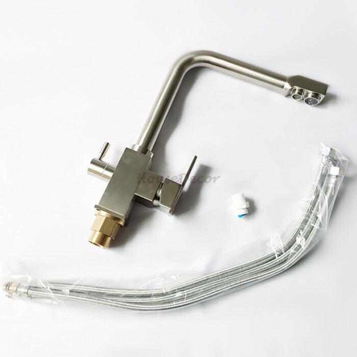 Modern kitchen sink mixer tap swivel spout detail view