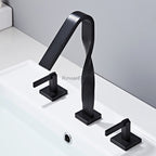 Modern Brass bath shower mixer tap dual handle control detail view