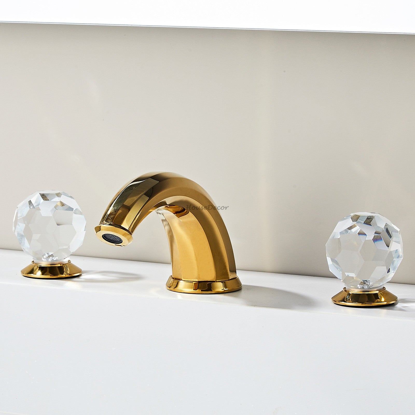 Gold bath shower mixer tap dual handle control additional view