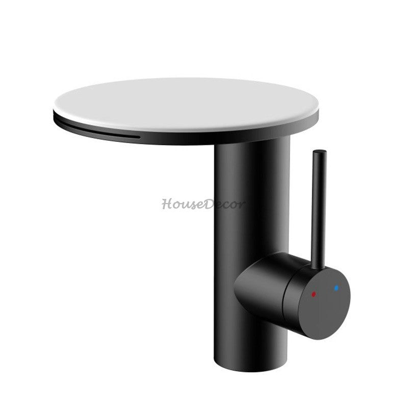 Modern bath shower mixer tap waterfall spout detail view
