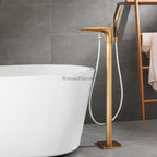 Modern bath shower mixer tap handheld shower set detail view