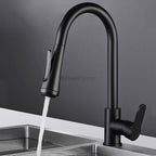 Black bath shower mixer tap pull out spray main view