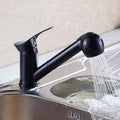 Black bath shower mixer tap pull out spray detail view