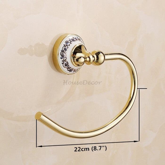 Gold towel rack wall mounted design detail view