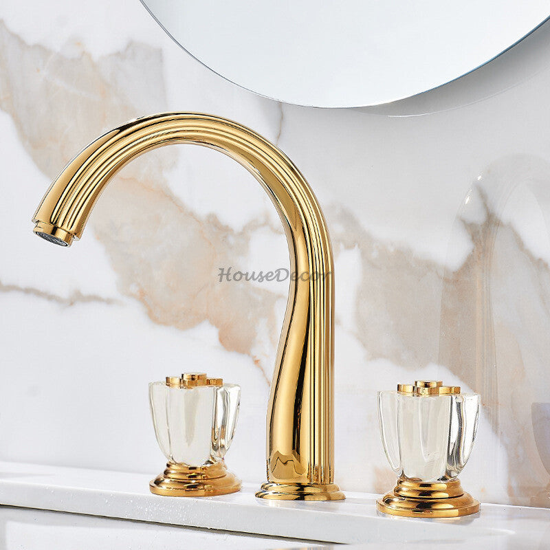 Gold bath shower mixer tap dual handle control additional view